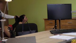 720p – Loan4k. Long-haired Brunette Inga Comes To A Small Loan Com…