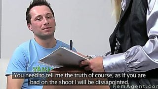Cumshot – Amateur Guy Cums On Female Agent On Casting