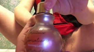 Masturbation – Hairy Meaty Bud Meets Fresh Dildo