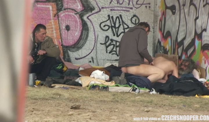 Group Sex Pure Street Life Homeless Threesome Having Sex On Public