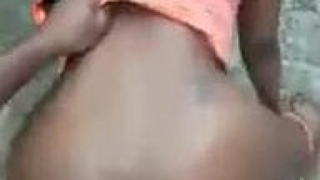 African couple fucks outdoors