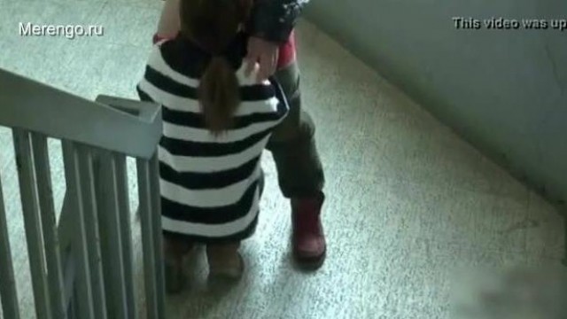 Asian cutie fucked on stairs