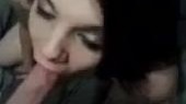 Cock sucking brunette in private action