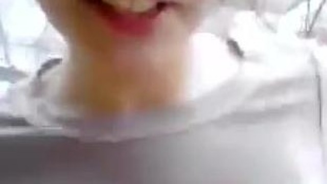 Cute blonde teen at home