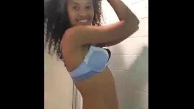 ebony, – Smoking ebony teasing in the shower