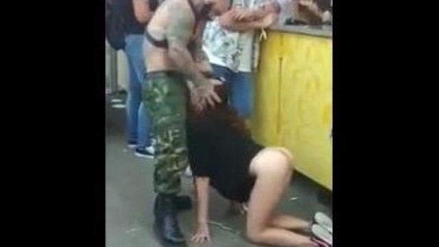 Female slave humiliated in public