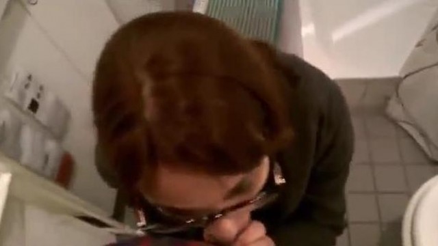 public – Nerdy doll gives head at store