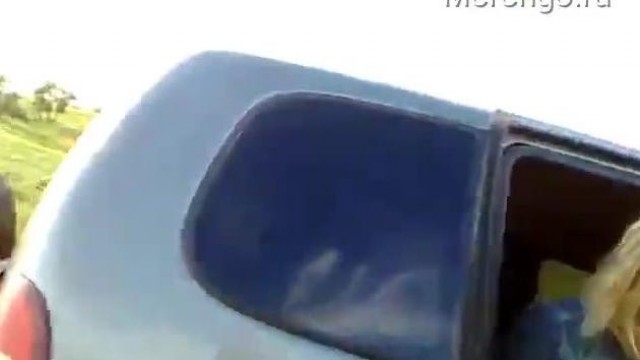 Sexy blonde fucking outdoors