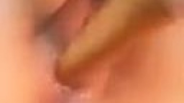 Teen – Literal wood stuffing her pussy