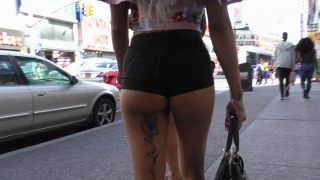 1080p – Slim Brunette Cheeky Black Shorts