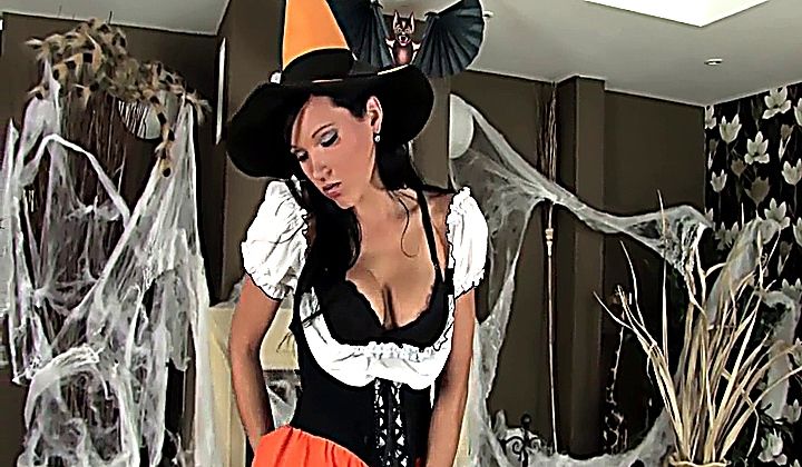 Female – Babe In A Costume And Sexy Lingerie For Halloween